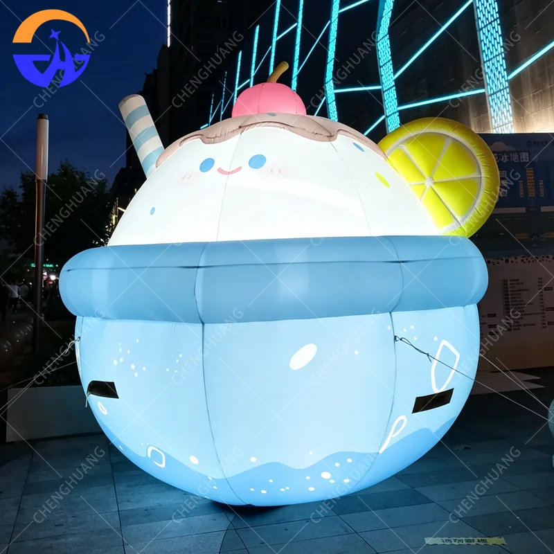 Customized inflatable ice cream model made of Oxford cloth material, advertising campaign decoration props with blower