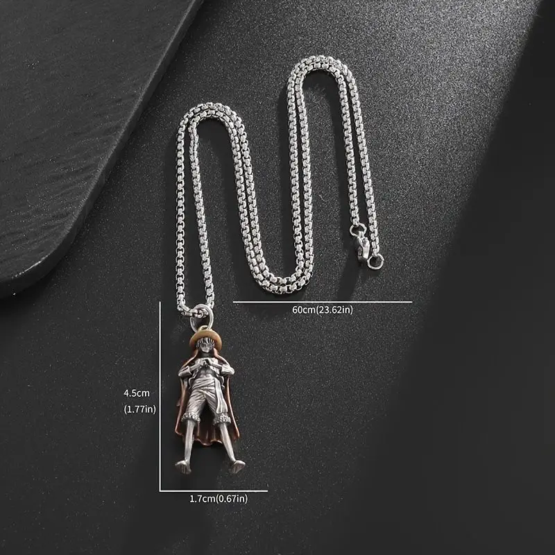 One Piece anime peripheral cartoon luffy two-color pendant necklace dragon ball z metal necklace for men and women birthday gift view 2