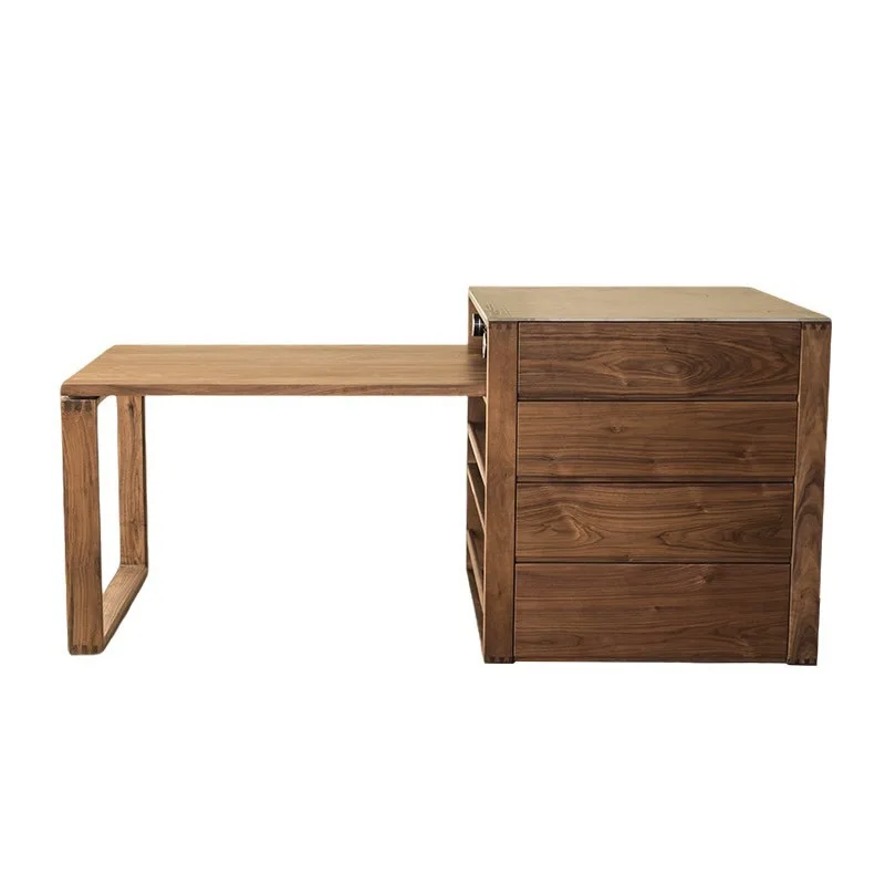 

North American black walnut island table retractable integrated dining room rock slab island table home kitchen separate bar