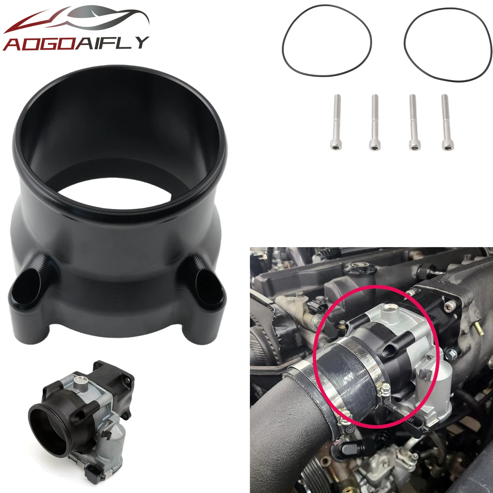 Aluminum 74mm Throttle Body Adapter to 3.0