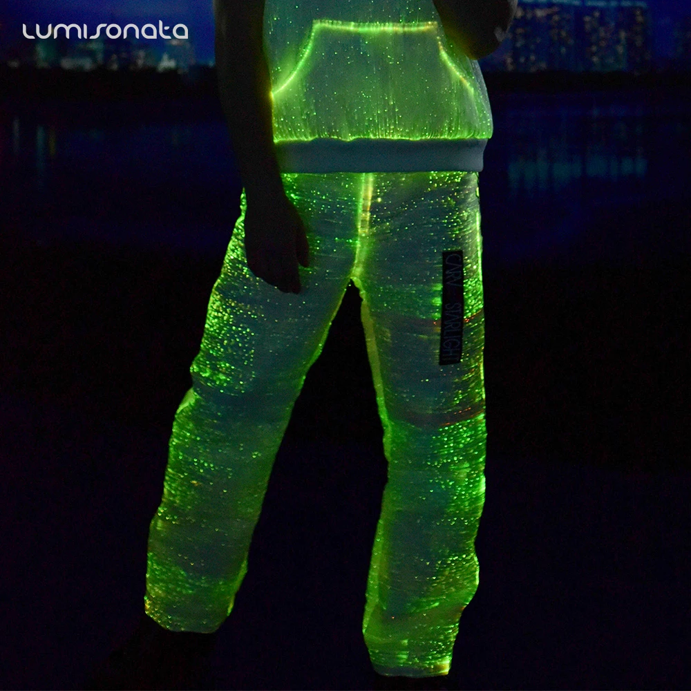 LUMISONATA Cool Fashion Led Light Up Pants Luminous Fiber Optic Dance Club Trousers For Stage Performance