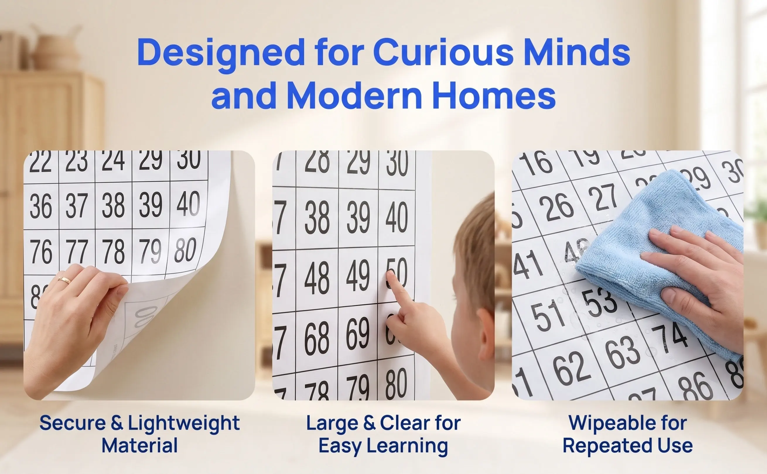 1Set Numbers Wall Chart 1-100 Educational Learning Poster Preschool Wall Map Number Recognition Kids Educational Toys