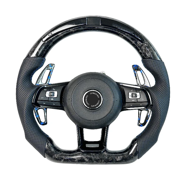 Personalized LED leather carbon fiber steering wheel suitable for Volkswagen Golf Passat CC R-Line GTI MK7 MK8 Polo GTS GTD GTE