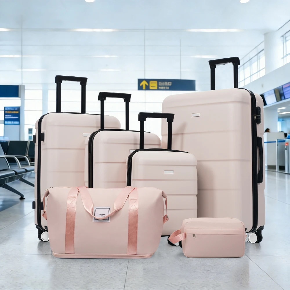 

Легкие комплекты жестких чемоданов 6-в-1 с 2 бесплатными сумками, двойными вращающимися колесами и замком, 16/20/24/28 дюймов, дорожные чемоданы