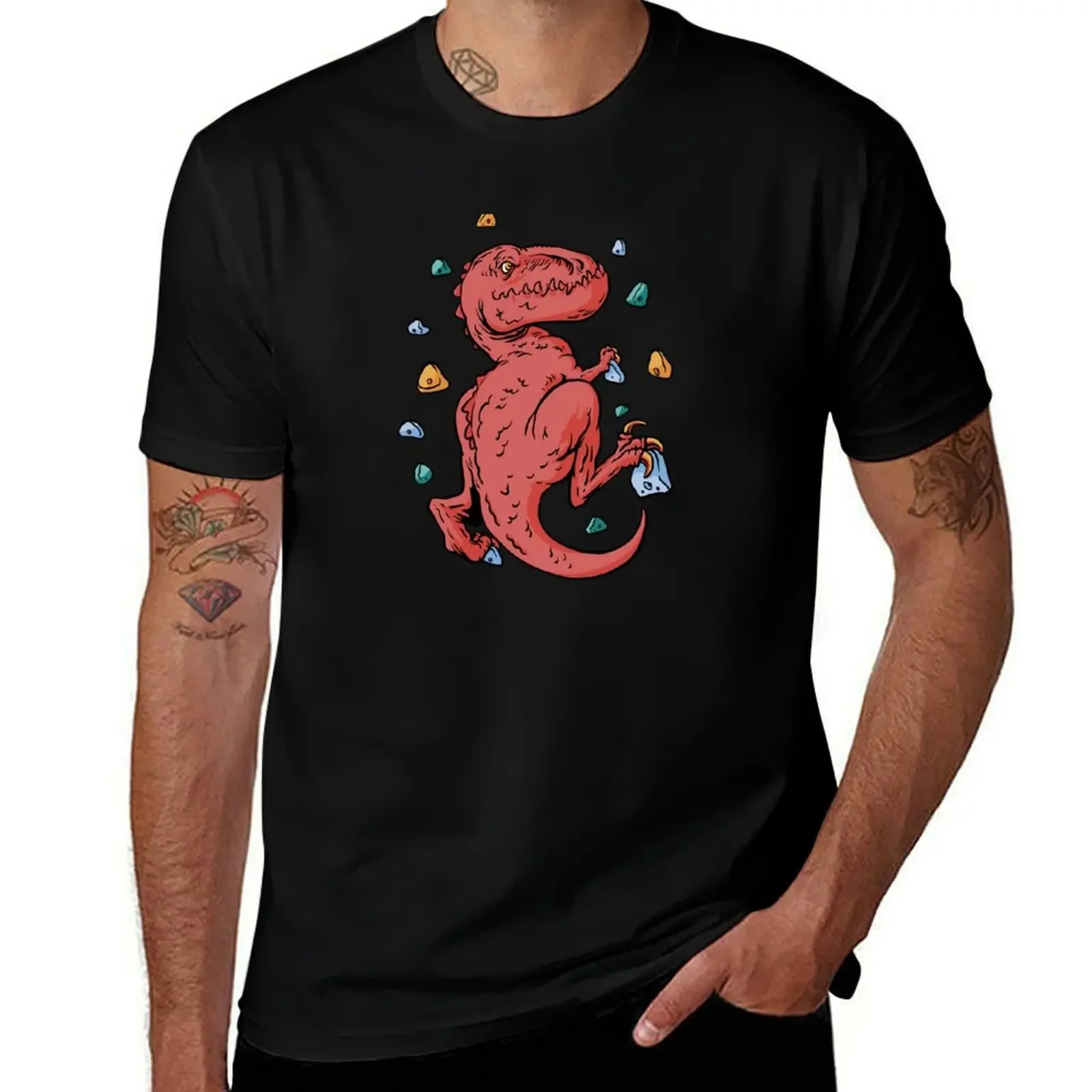 Dinosaur bouldering T-Shirt luxury designer summer top vintage t shirts plus size men clothing