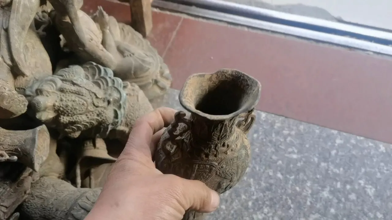 Chinese Copper Come From FOLK Collection Old Bronze Vase Relief figure painting