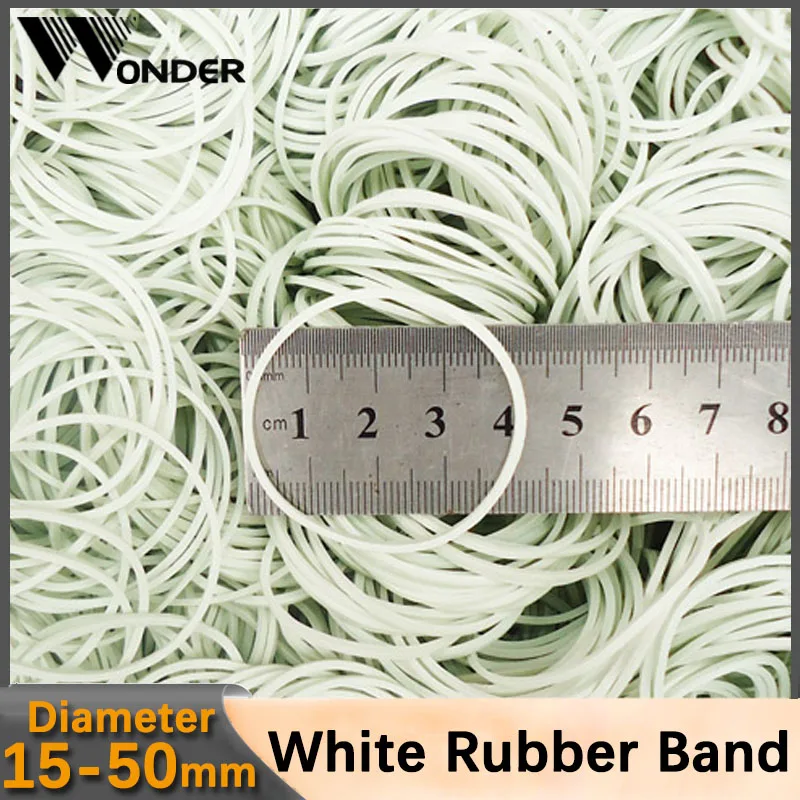 100-500Pcs High Quality White Color Rubber Band Strong Elastic Band Stationery School Office Home Supply Rubber Tie Dia 15-50mm