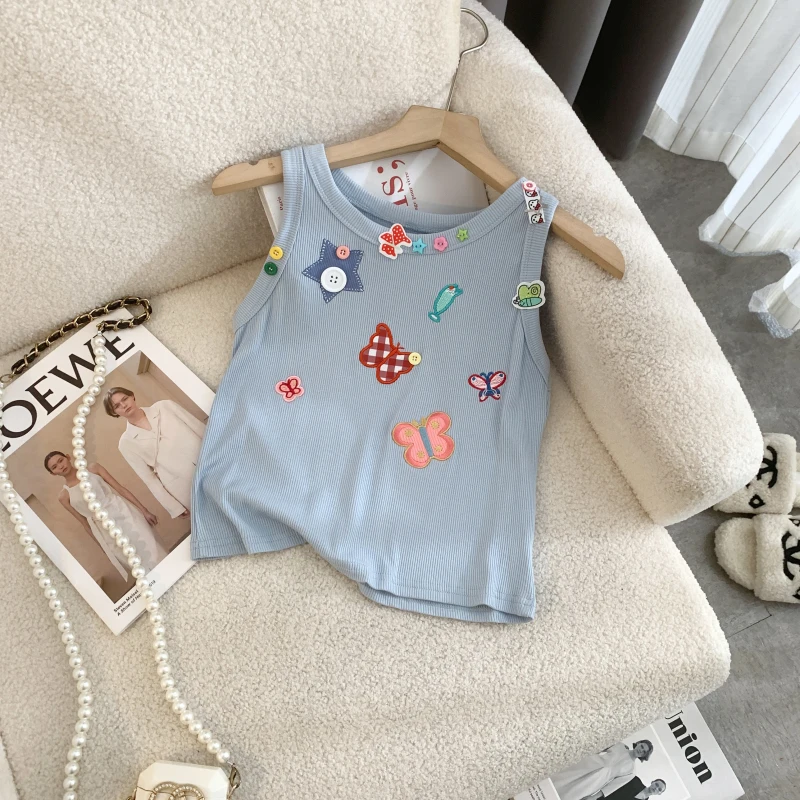 Elegante bordado camisola colete feminino fino malha colheita topos camisetas verão sem mangas streetwear moda chique senhoras malhas jumpers