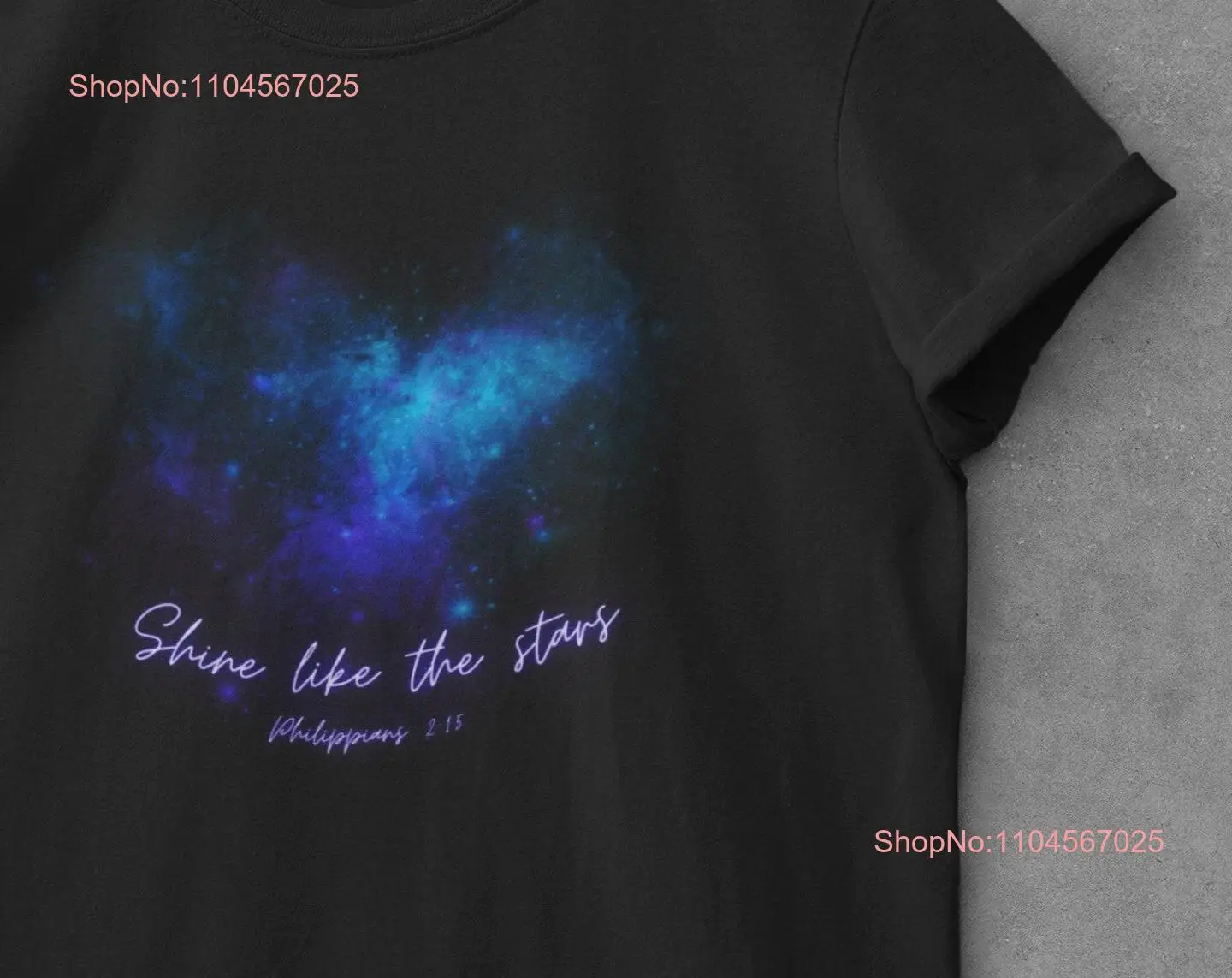 Christian T Shirt Shine Like the Stars Philippians 2 Bible Scripture long or short sleeves