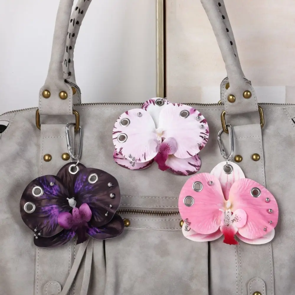 

Phone Charms Phalaenopsis Orchid Keychain Keychains Elegant Imitation Flower Pendant Keyring Fashion Bag Pendant Gift Jewelry