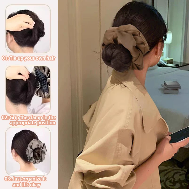 Diadema de moño de estilo perezoso, peluca con clip, accesorio para el cabello, diadema, peluca sintética de pelo trenzado, naturalmente adecuada para reuniones diarias