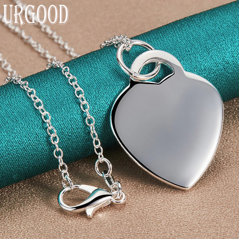 

925 Sterling Silver Smooth Heart Pendant Necklace 16-30 Inch Chain For Women Party Engagement Wedding Fashion Jewelry