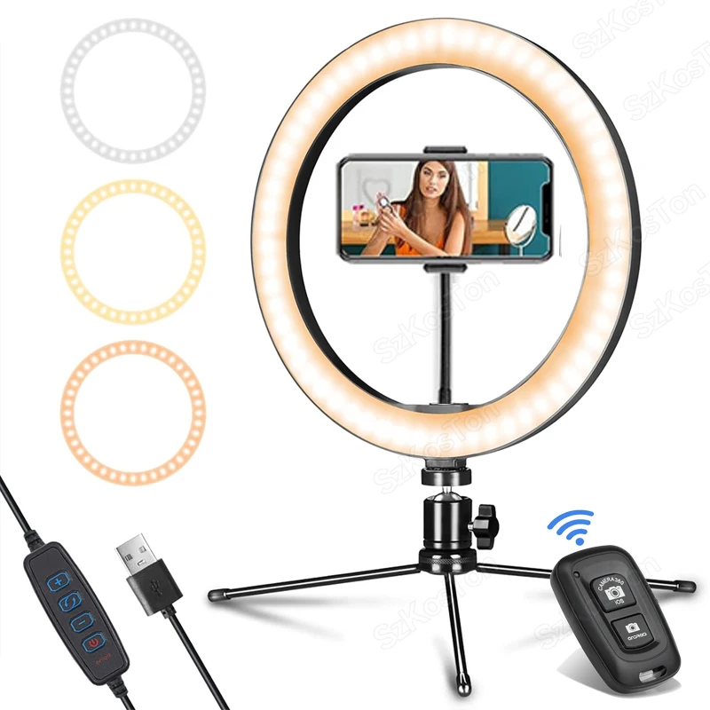 

LED Selfie Ring Lighting Photographic Selfie Ring Lamp USB Remote Fill light For YouTube TikTok Video Live Phone Holder Tripod