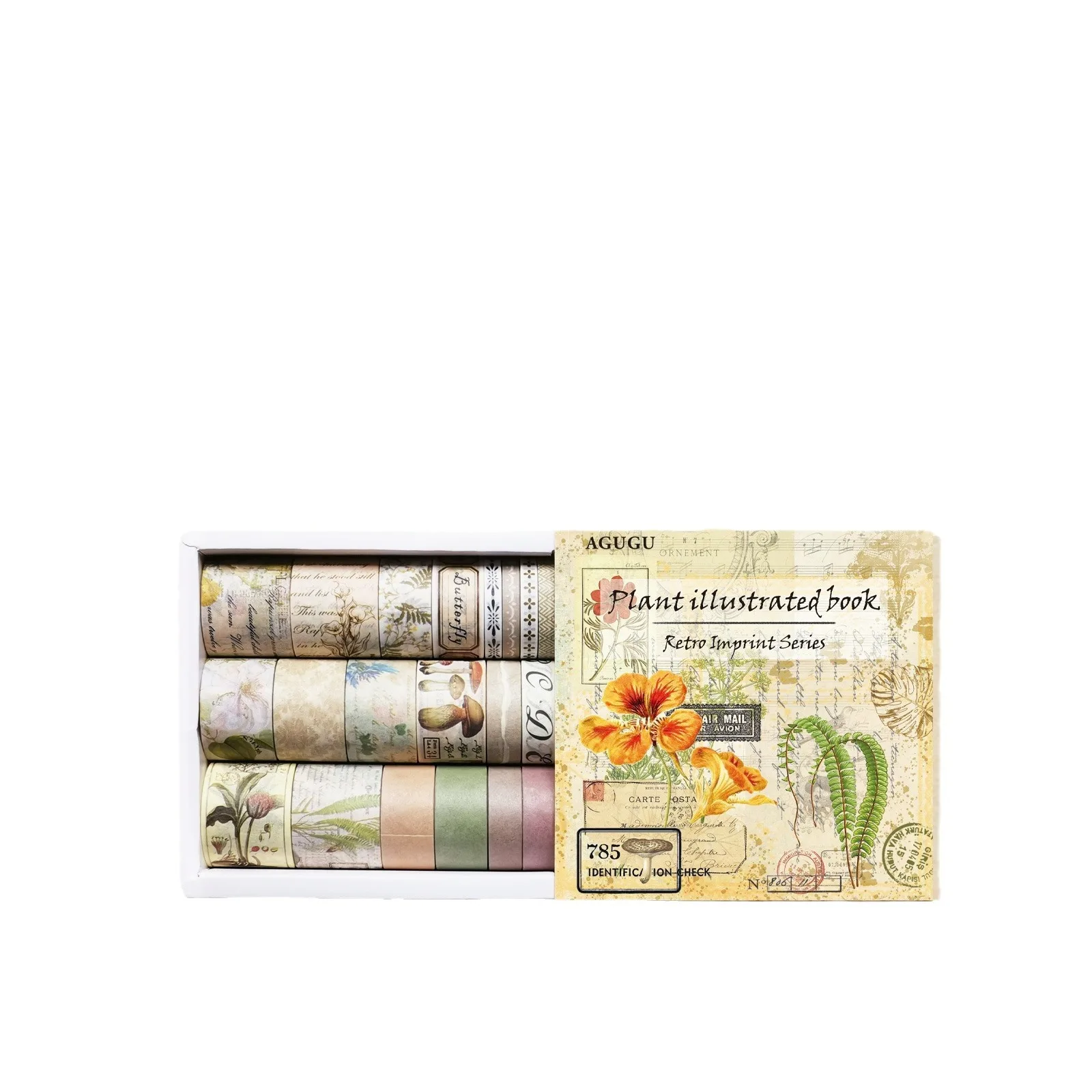 Imagem -04 - Fita Washi Vintage para Scrapbooking Decalque Fita Adesiva para Planejador de Jornal Borboleta Flor Impressa Arte Faça Você Mesmo 20 Pcs