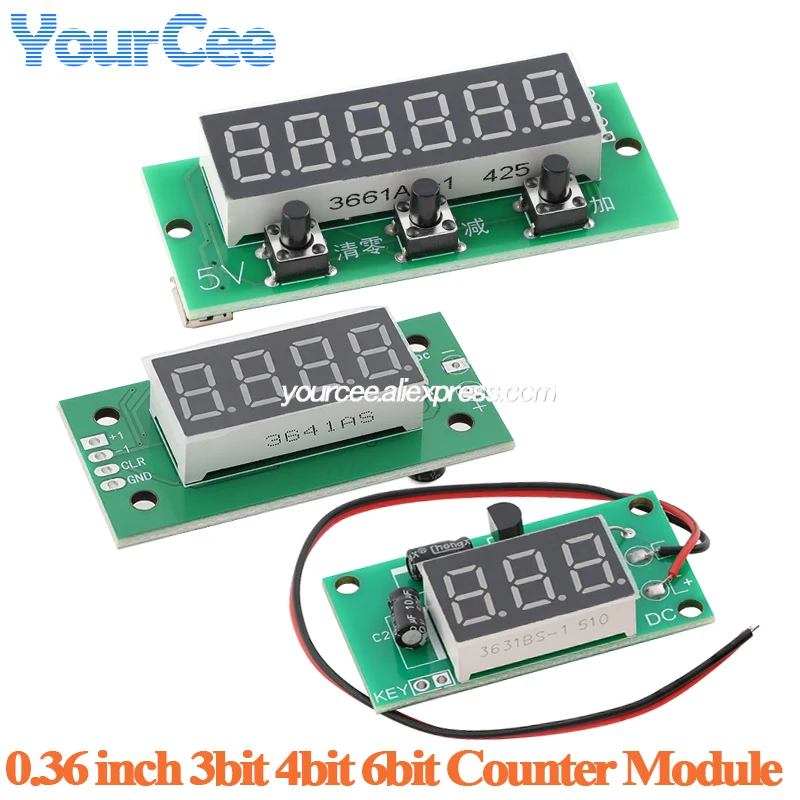 0.36 inch 3bit 4bit 6bit Digit Digital Counter Module Low-Level Switching Counter Module Addition Subtraction and Zero Clearing