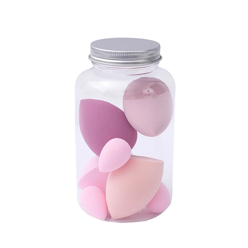 New Portable Makeup Sponge Set Cotton Pad Storage Bottle Contains 4 Large And 3 Small Makeup Eggs Suitable For Outdoor Travel