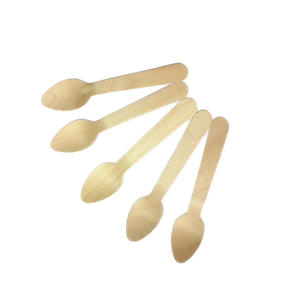 

100pcs Wood Spoons Disposable Cutlery Eco Friendly Sturdy Material Ice Cream Gelato Yogurt Pudding Desserts Sample Tasting