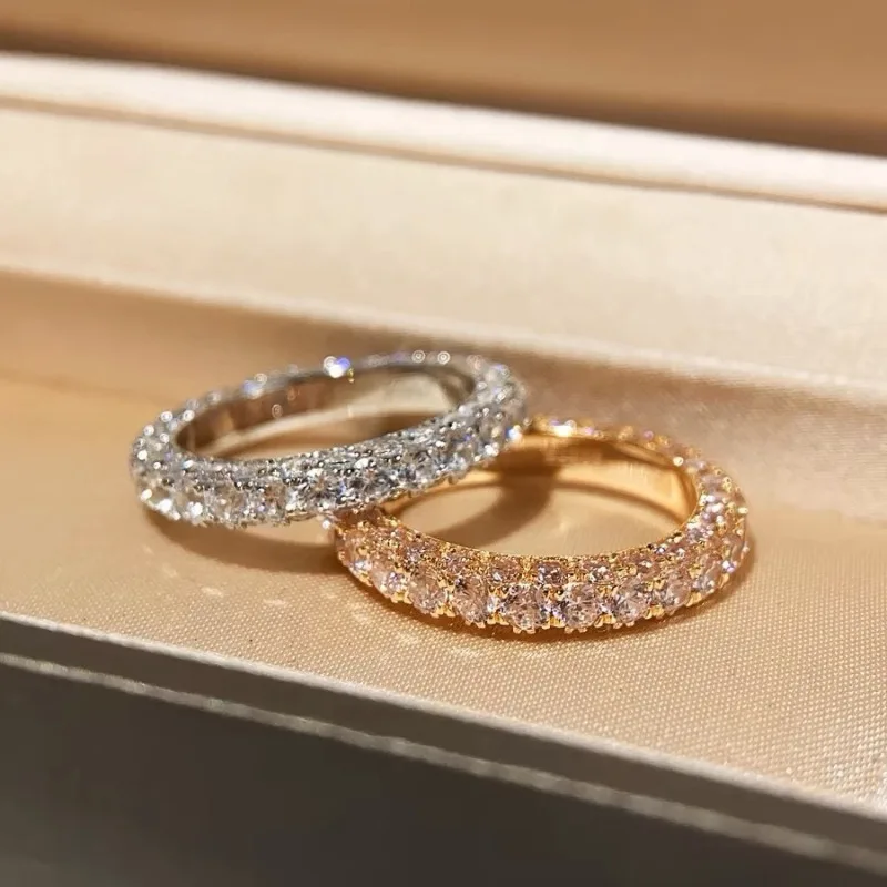 이터니티 풀 랩 다이아몬드 반지, 925 스털링 실버 웨딩 밴드, 약혼 약속 파티 쥬얼리