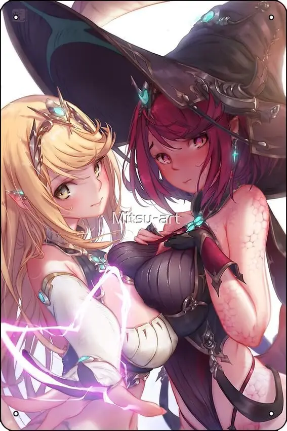Pyra and Mythra | Xenoblade 2 Poster 8 x 12 Inch Funny Metal Tin Sign Game Room Man Cave Wall Decor sign