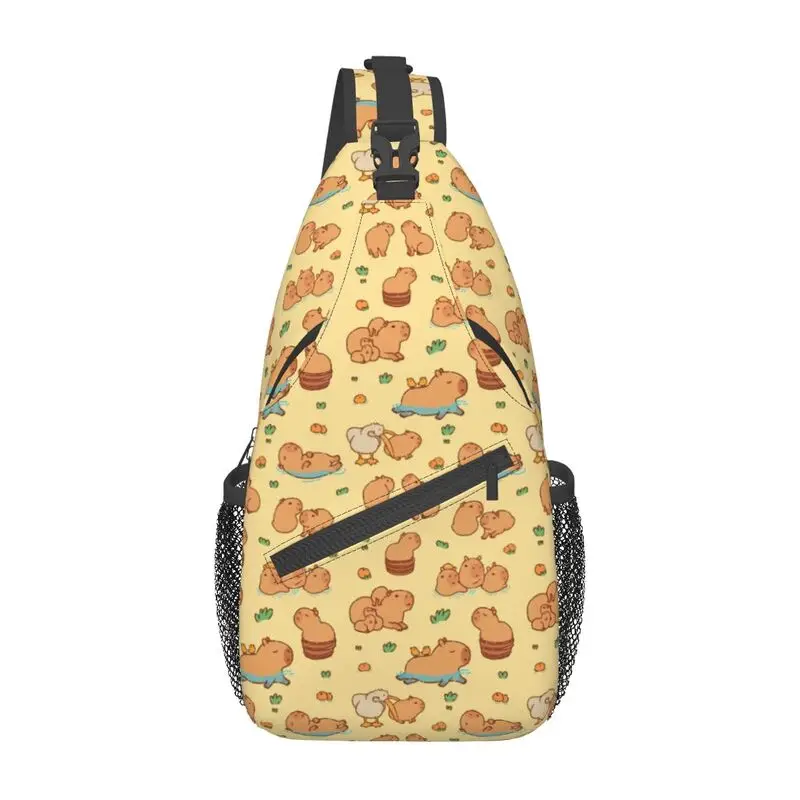 Cute Capybaras Pattern Sling Chest Bag Customized Shoulder Crossbody Backpack for Men Traveling Daypack