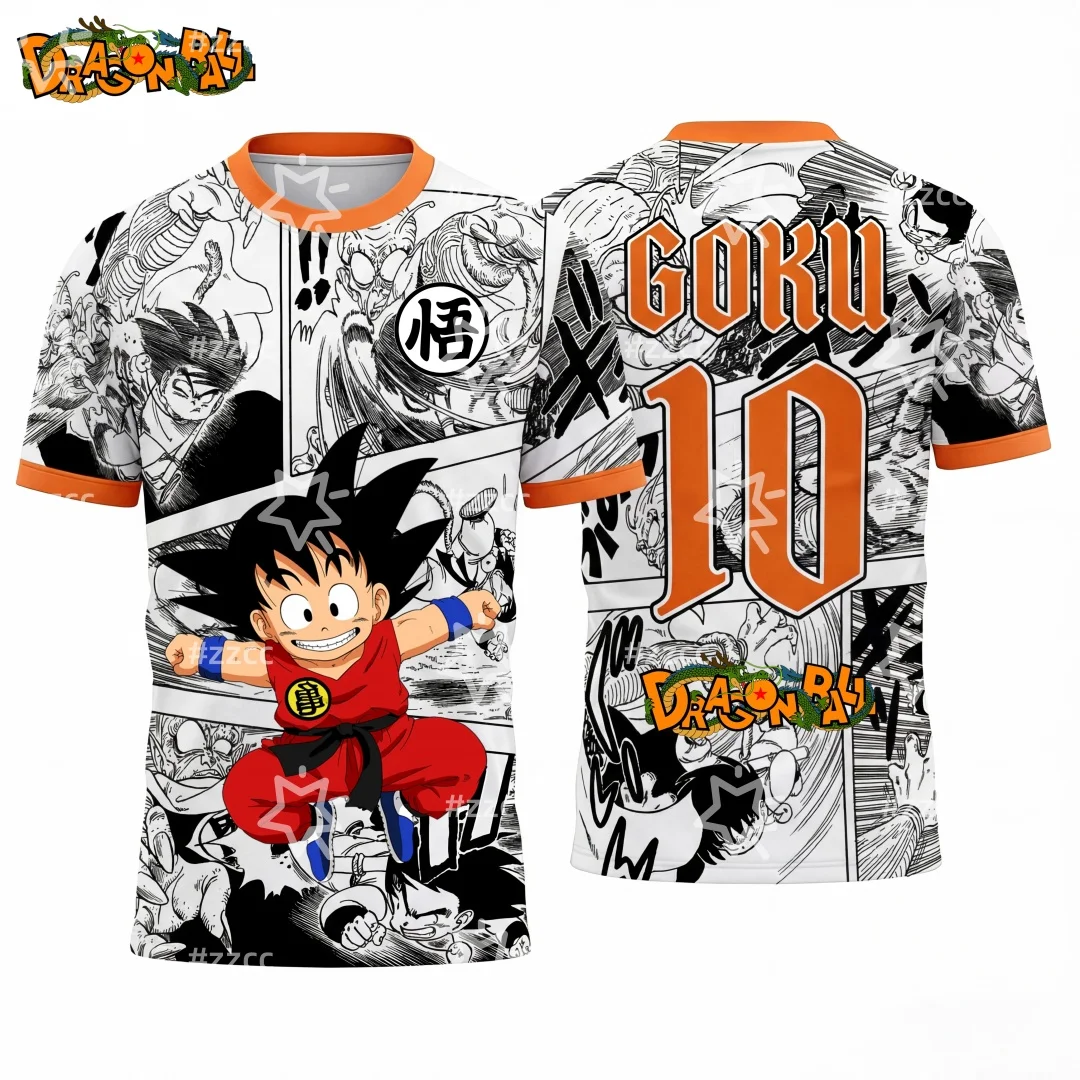 2026 Sommer Dragon Ball Kid Goku # 10 Fußballtrikots, 3D-Manga-Druck, atmungsaktives Polyester-Oversize-T-Shirt für Männer, Frauen, Kinder, Y2k