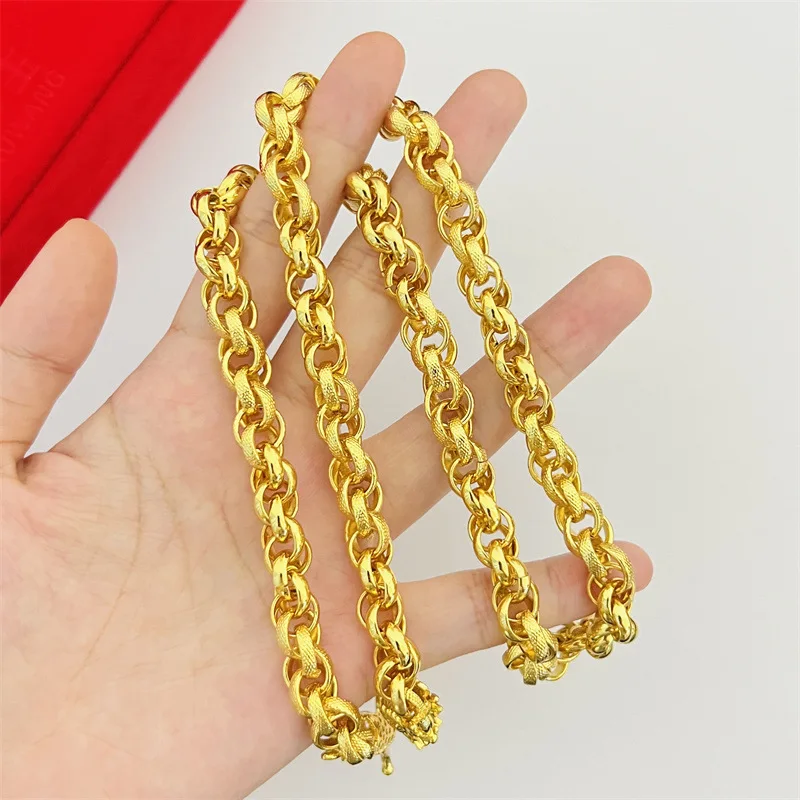 

Domineering Fried Dough Twists Head Chain Necklace for Men Bro Father Lucky Gold Clavicular Chain Necklaces Fine Jewelry Gifts