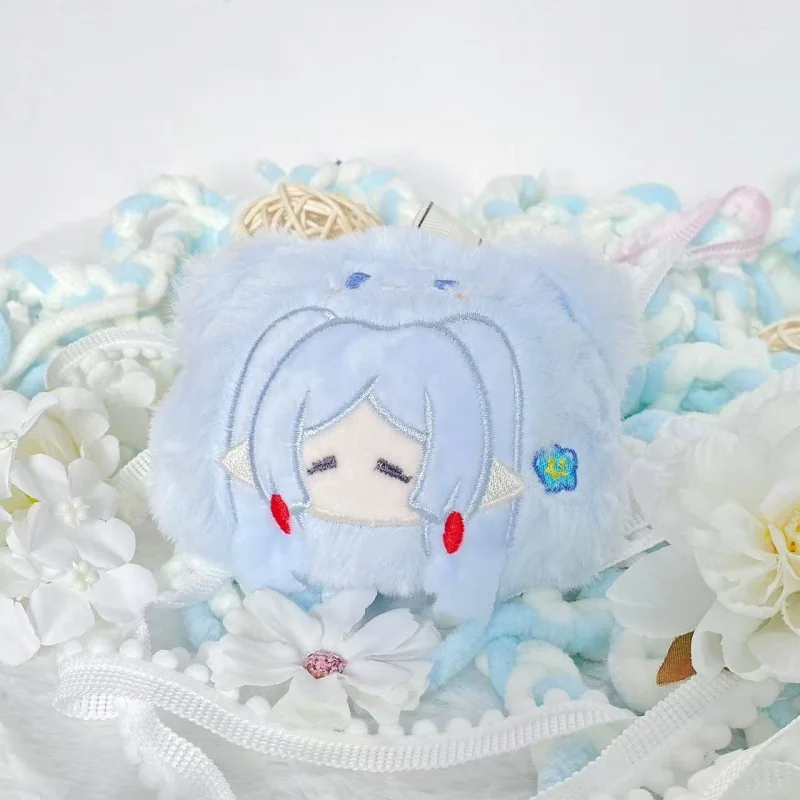 

In Stock Kawaii Frieren Fern Light Blue with Lanyard Plush Keychain Backpack Zipper Pendant Decoration Girl's Birthday Gift