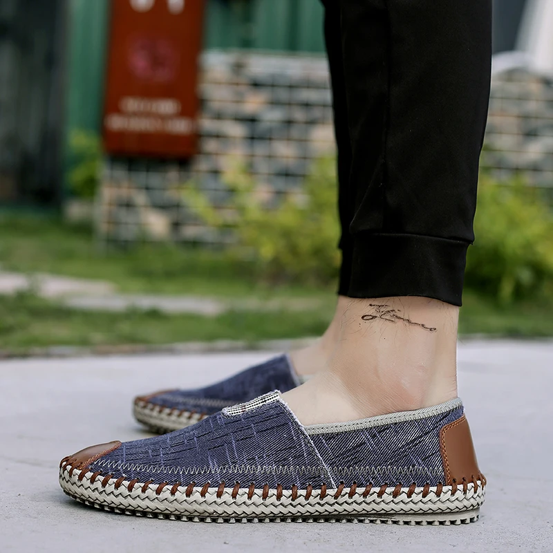 Summer Men Shoes Ethnic Style Hemp Insole Fisherman Breathable Shoes Cool Men Sneakers Casual Flat Loafers Espadrille Big Size