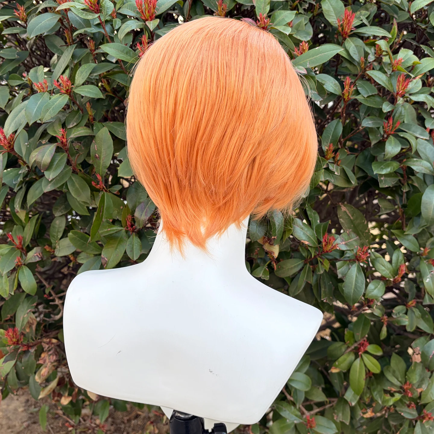 Orange Short Bob Straight Lace Front Wigs for Women 13X4 Glueless Synthetic Lace Wig Heat Resistant Cosplay Wig Daily Use