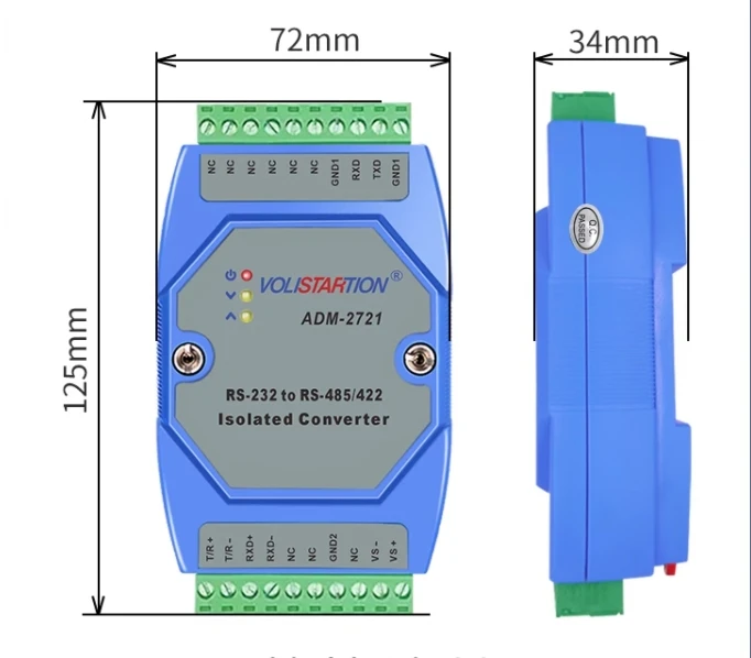 RS232แยกอิเล็กทรอนิกส์แบบ ADM-2721เป็นตัวแปลง RS422/485 24V ADM-2721ติดตั้งราง