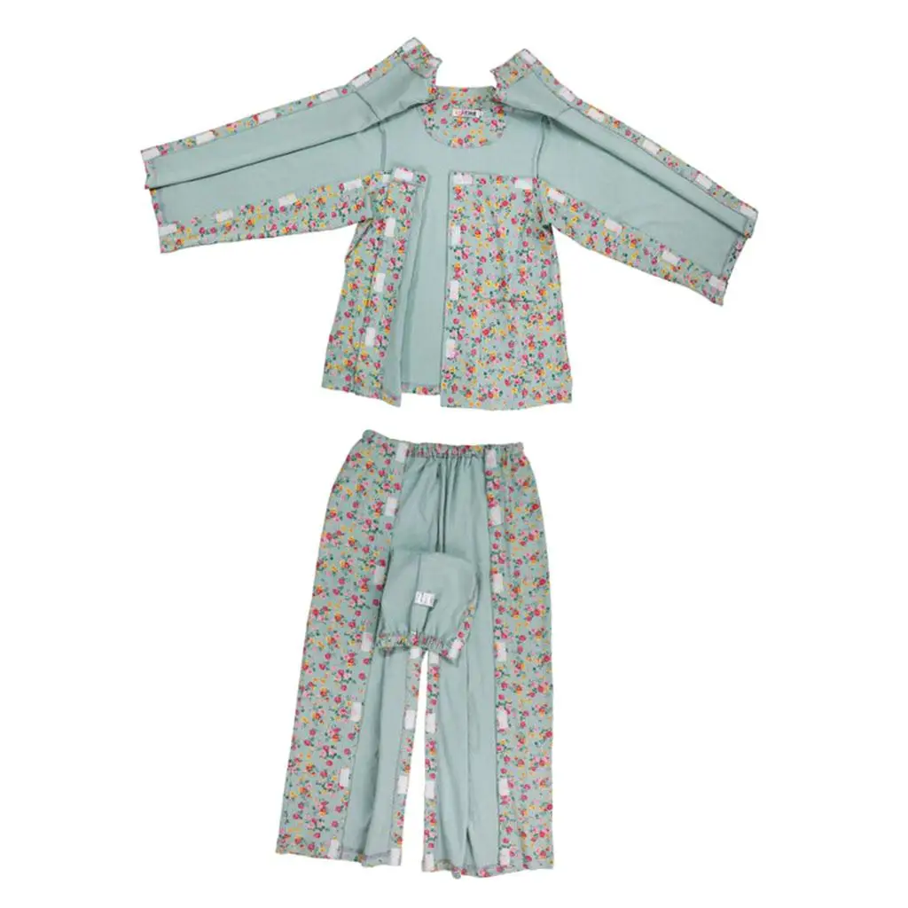 Cotton Sleepwear Pajama Set Nursing Tops and Pants for Fracture Patients and Home Care Recovery