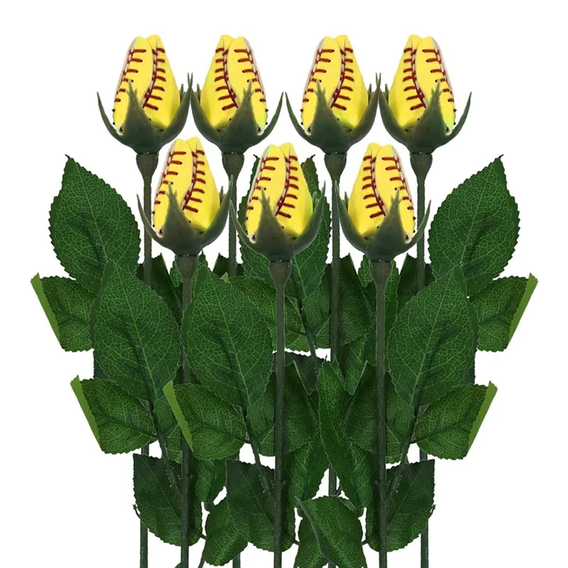 Спортивная кожаная роза, персонализированная роза для софтбола, искусственный цветок для софтбола, подарок на день матери для любителей софтбола-A77G