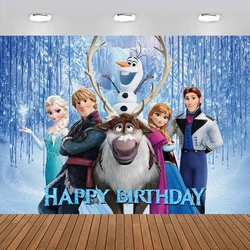 125x80cm Disney Frozen Elsa Anna Princess Backdrop Kids Girls Birthday Party Snow Queen Winter Ice Photo Background Decoration