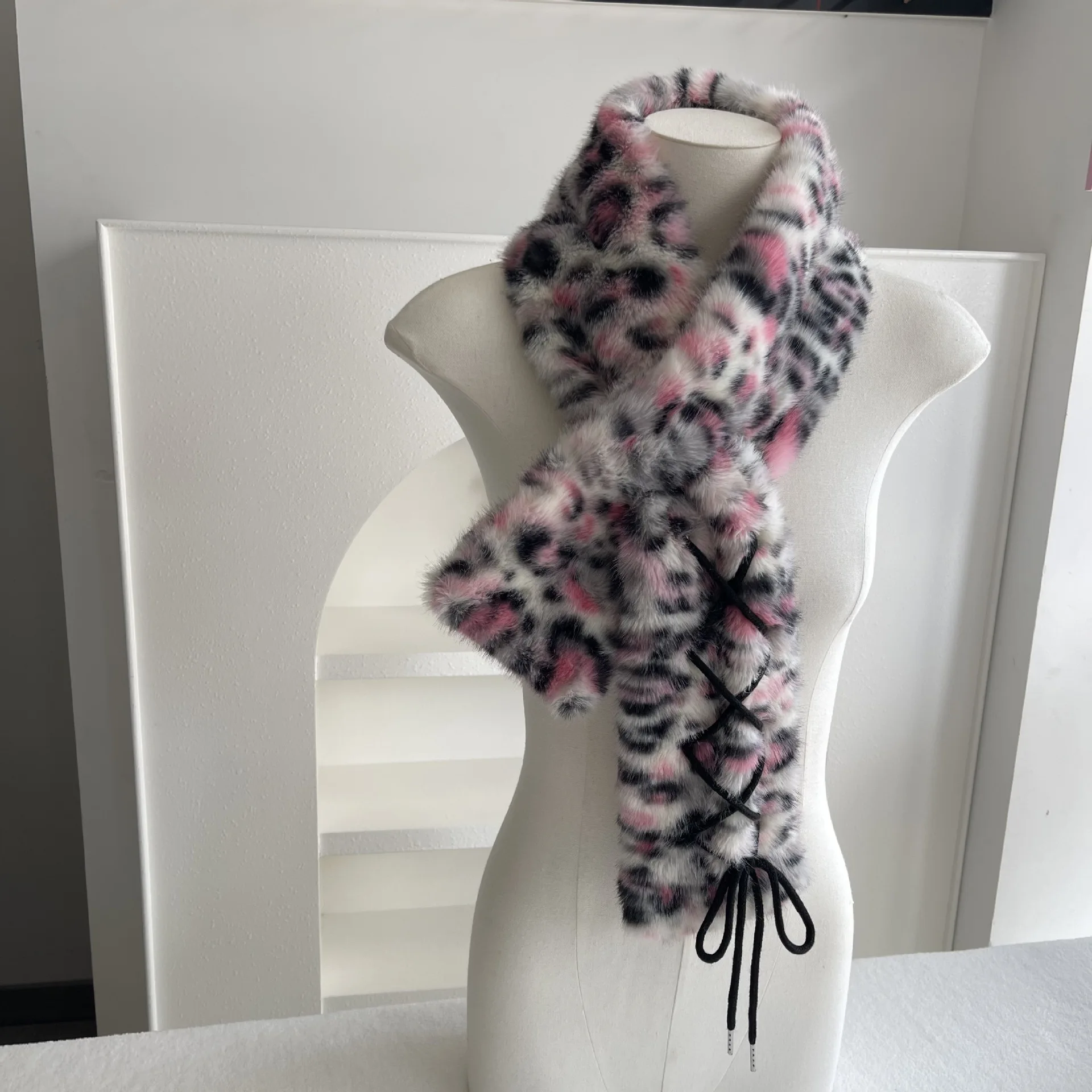 Millennium Hot Girl Subculture Tie Leopard Print Scarf Punk Earmuffs Leg Warmers Party Performance Outdoor Warm Women Scarf