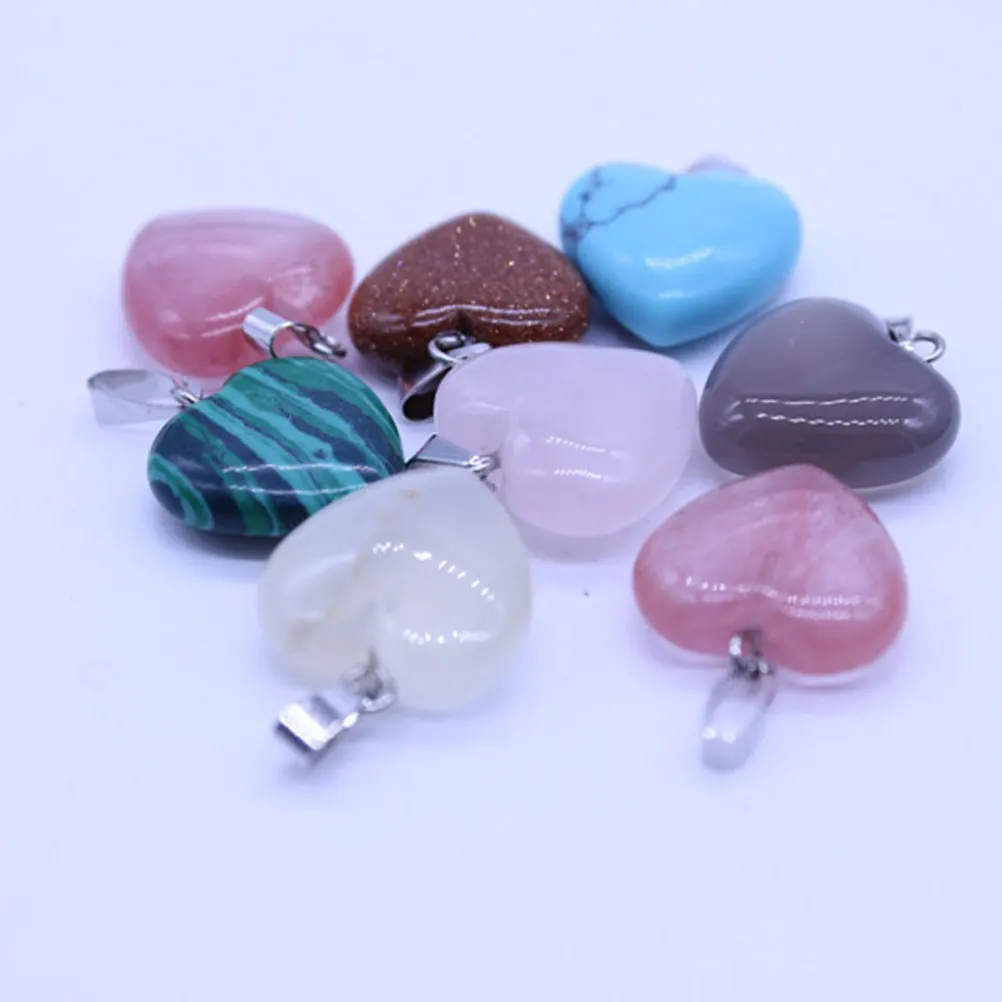 

20Pcs Mixed Color Heart Pendants 16Mm Natural Stone Jewelry Making Peach Pendant Charm Necklace Accessories Necklace Accessories