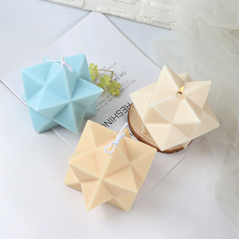 New Design Creative Multilateral Face Star Silicone Mold Aromatherapy Candle Resin Plaster Chocolate Baking Tool for Ornaments