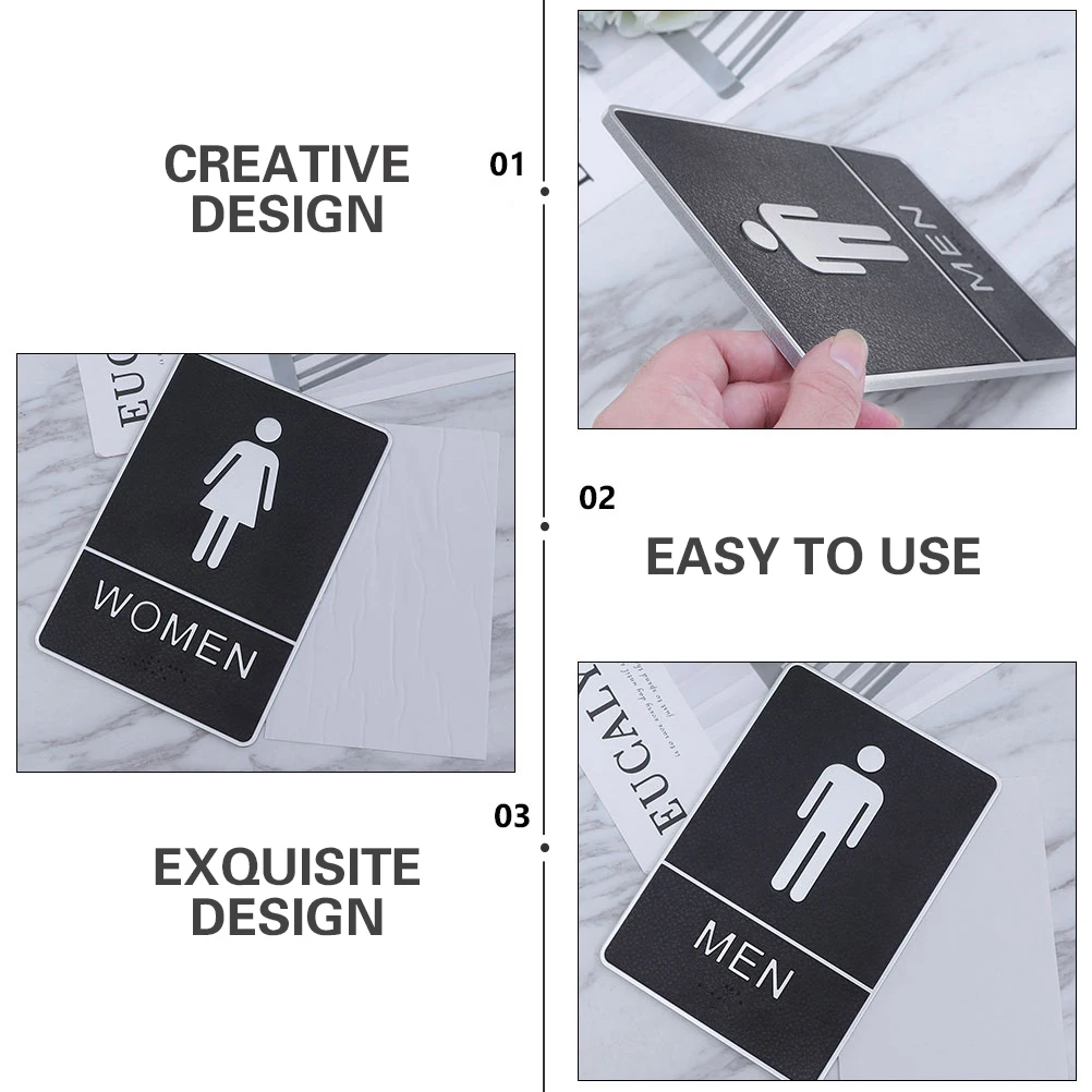 

2Pcs Toilet Men Toilet Sign Wc Notice Sign For Men Women Restroom WC Bathroom ABS Reusable Wall Tile Glass