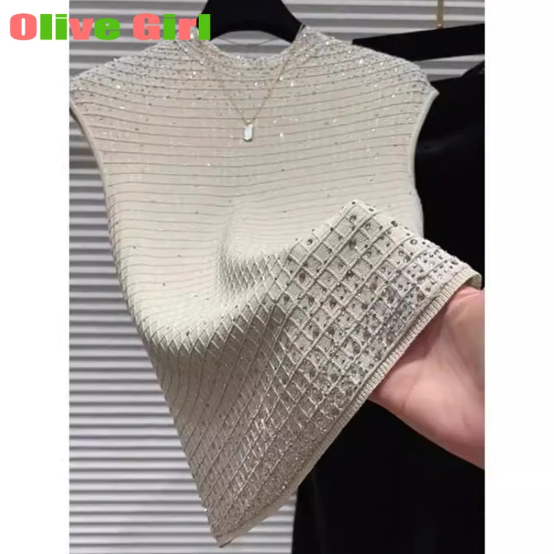 

Women's Tops Tees Tanks Camis Nail Bead Glitter Apricot Sleeveless Slim Fit, Unique and Beautiful Top for Women