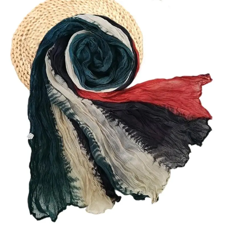 

652F Crinkle Design Long Scarf Elegant Shoulder Wrap For Office Women Casual Wear