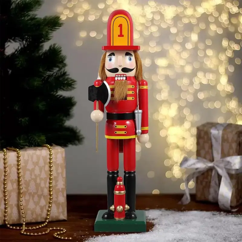 

Nutcracker Figurine 14 Inch Firemen Tabletop Statue Wooden Collectible Figurine Nutcracker Puppet Collectible Craft For Desk