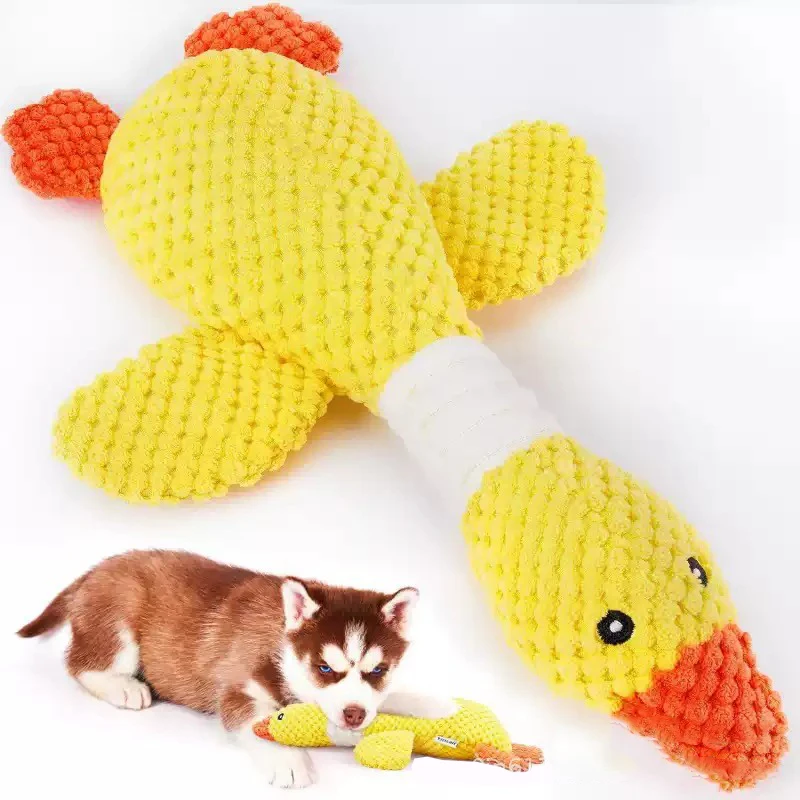 

STLFIndestructible Dog Toys for Aggressive Chewers Eco-Friendly Crinkle Squeaky Plush Duck for Small Medium Large Breeds Puppies