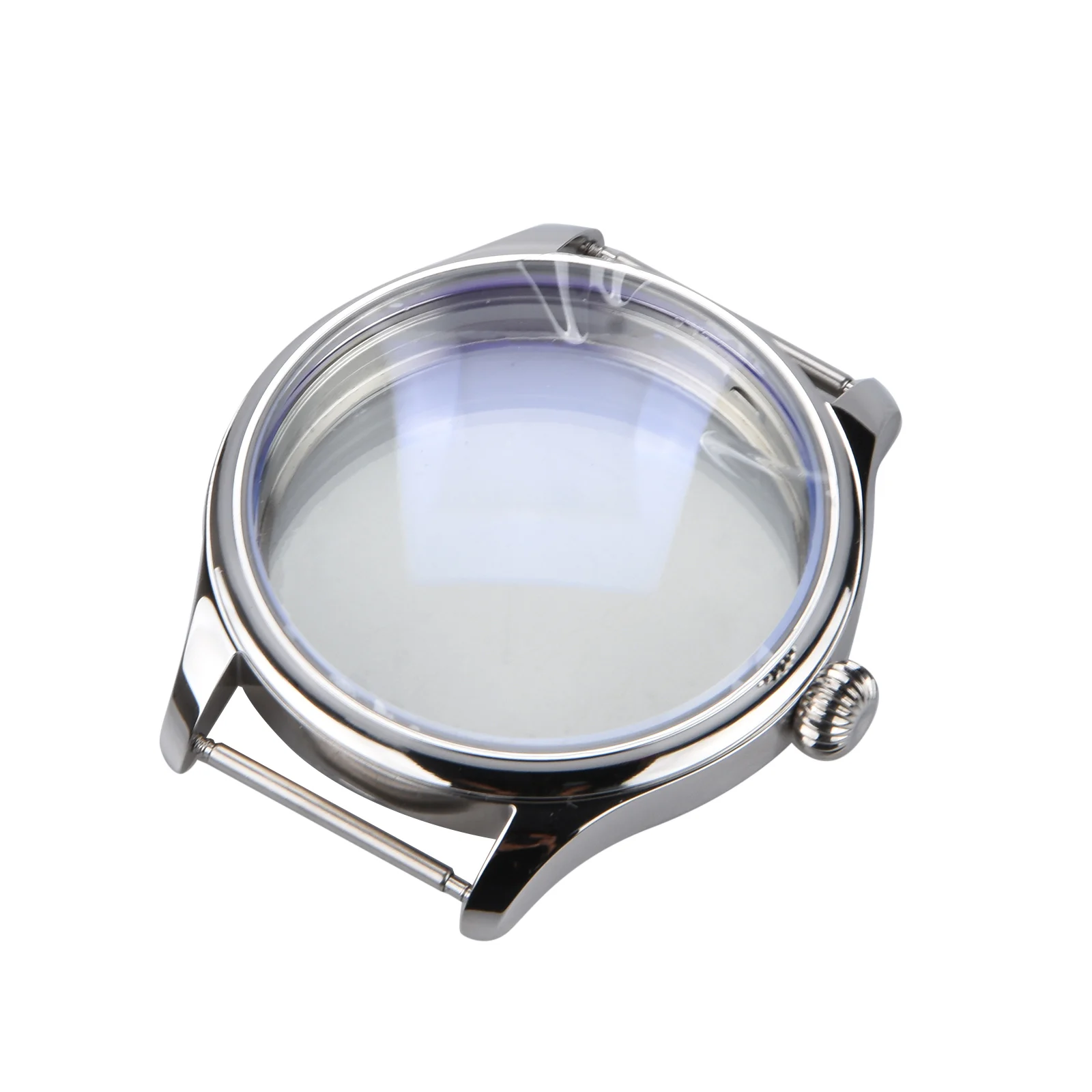 Boîtier de montre en acier antirouille de qualité Durable, 44mm, pour montre à mouvement ETA6497 6498, verre de Surface miroir minéral de haute dureté