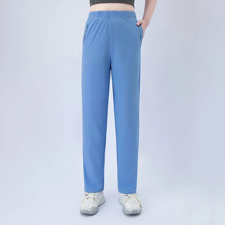 Sommerhosen für Damen, einfarbige Freizeithosen mit Taschen, vielseitig, schlicht und sportlich, Haremshosen, bequeme und sonnenschützende Hosen. – Detail 9