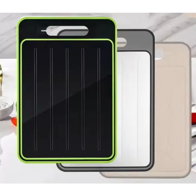 

Multifunctional 4 in 1 Quick Thawing Defrost Tray Hard Plastic Cutting Board Double Sided Kitchen Defrost Cutting Board