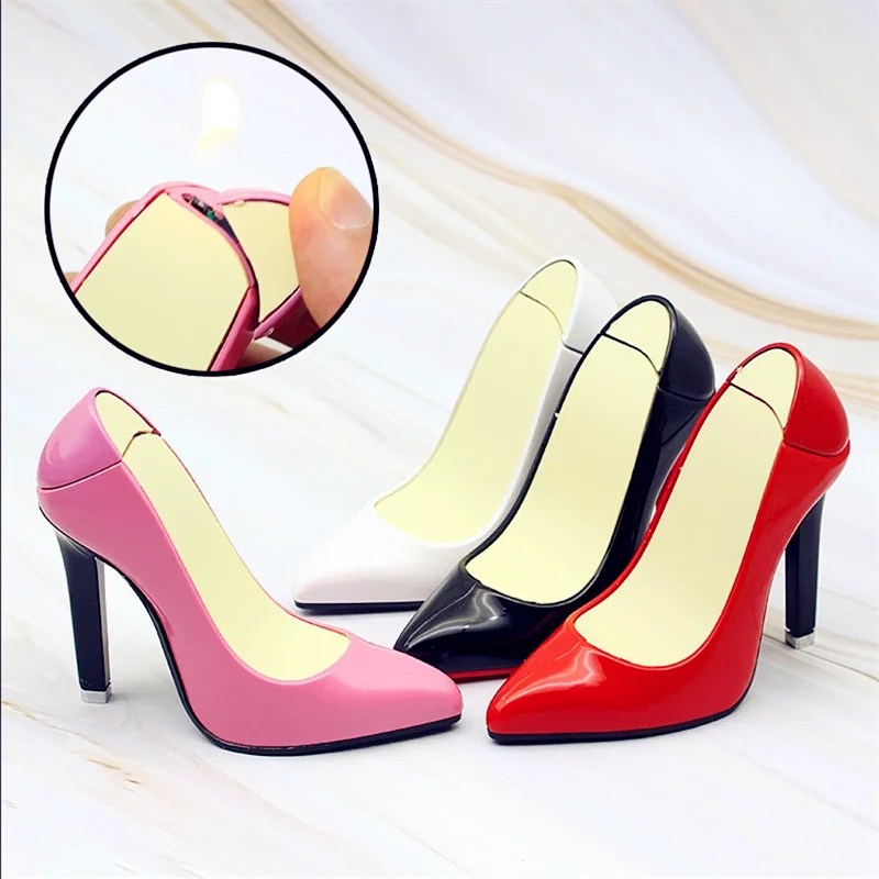 

New Creative Personalized Product Cute High Heels Style Lighter Open Flame Butane Windproof Lighter Smoking Tools Girl Gift