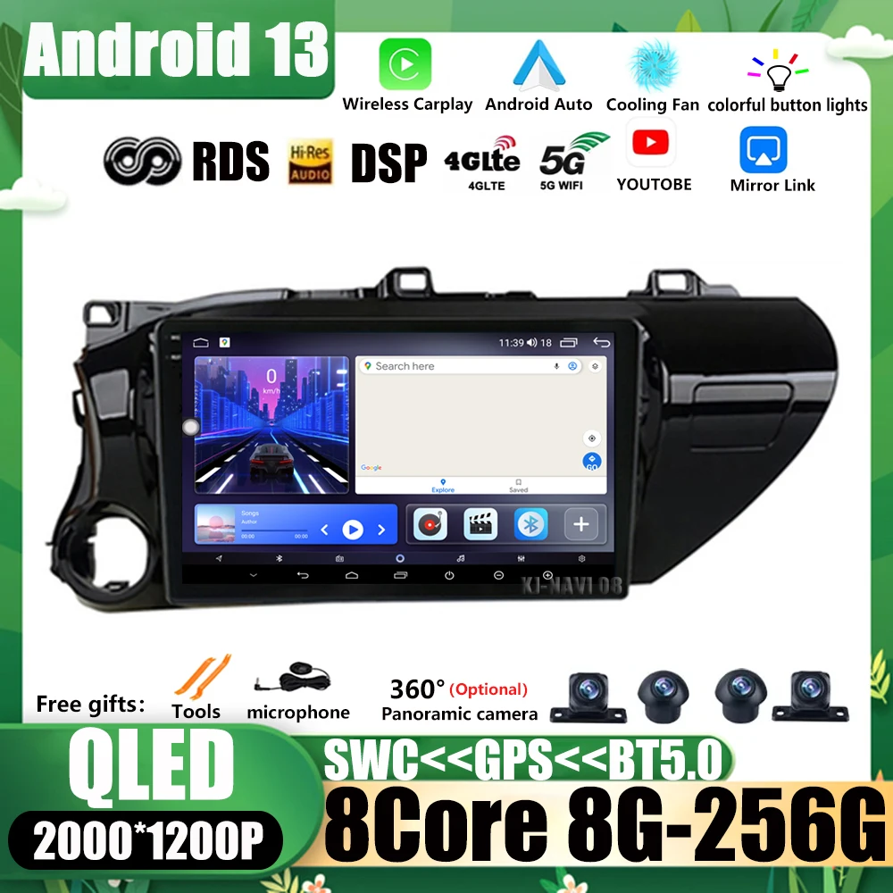 

Android 13 Car Radio Multimedia 10'' For Toyota HILUX REVO VIGO IMV 2015 - 2018 DSP GPS Navigation Navi Player Auto Stereo WIFI