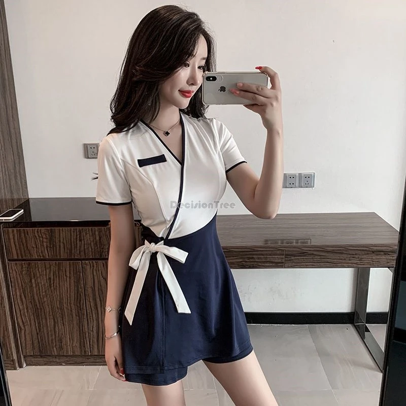 2024 women hotel technician slimming massage beauty spa salon pants skirt two piece set summer short sleeve elegant uniform w610