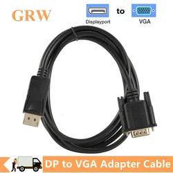 Grwibeou DisplayPort DP to VGA Adapter Cable 1.8M Male to Male Converter Cable for PC Computer Laptop HDTV Monitor Projector