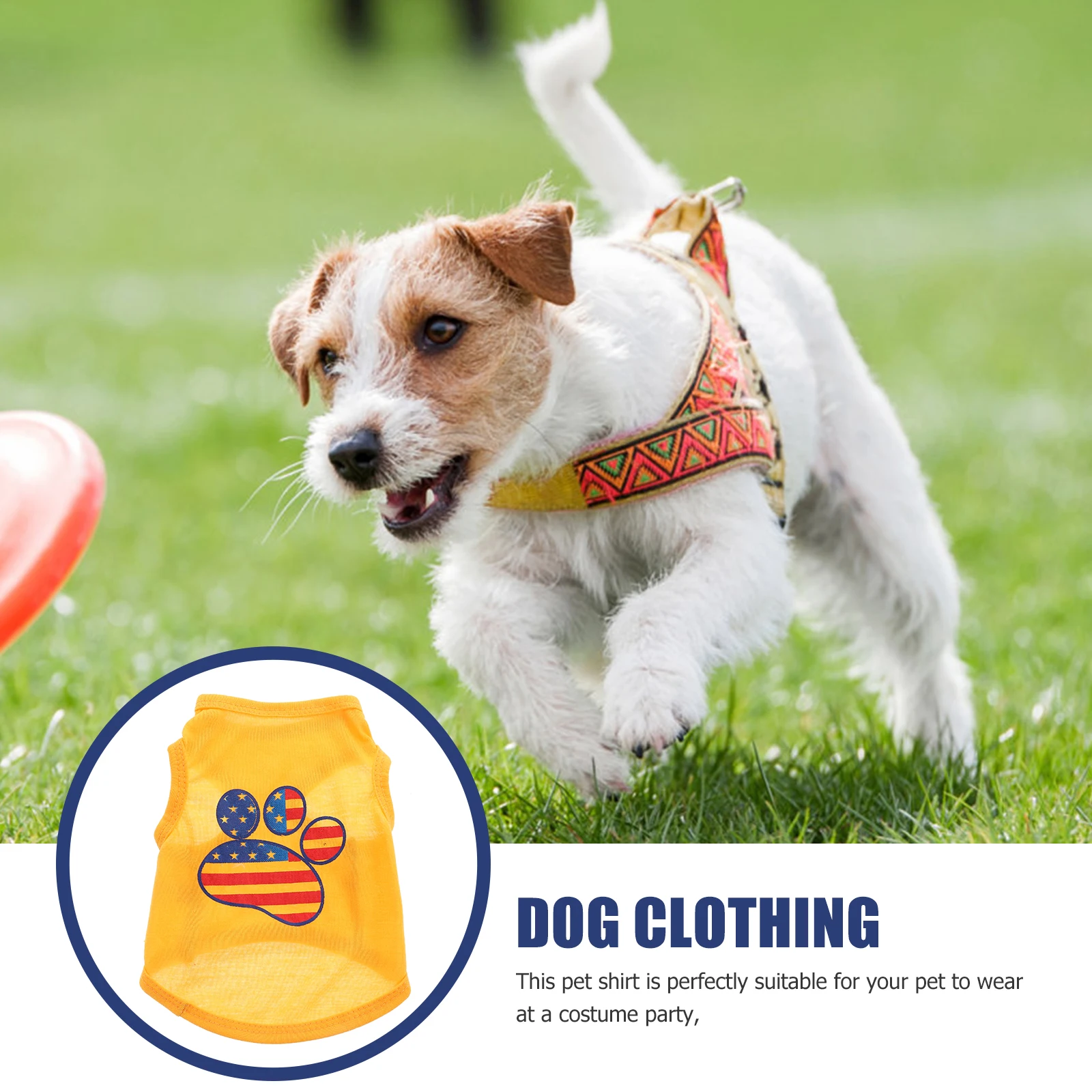 

American Flag Dog Clothes XS Size Breathable Wear Resistant Puppy Vest Pet Costume Dog Shirt T Shirt Sports