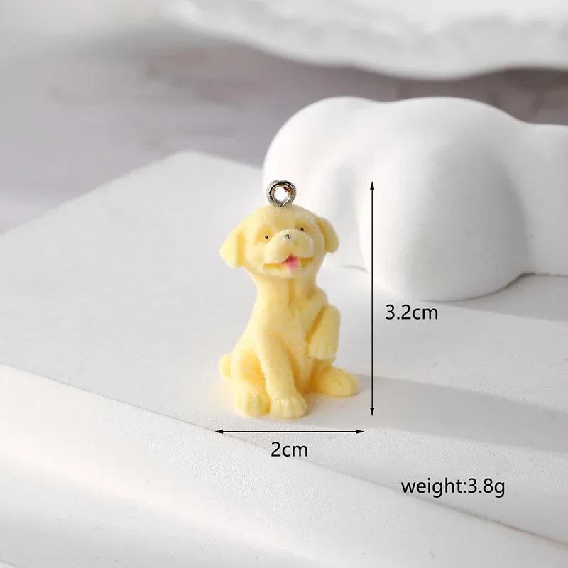 20Pcs 3D Cute Flocked Fox Duck Charms Cartoon Animal Resin Pendant For Phone Bag Keychain Necklace Earrings Diy Jewelry Make